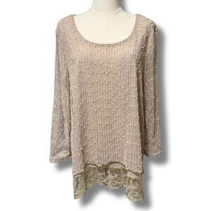 Indigo Soul Romantic Boho Crochet Layered Top | Size L